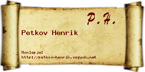 Petkov Henrik névjegykártya